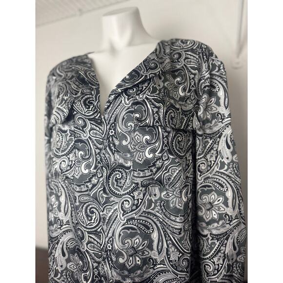 Jones New York Paisley Blouse - Black/Grey/White - 3X NWOT - Picture 1 of 2